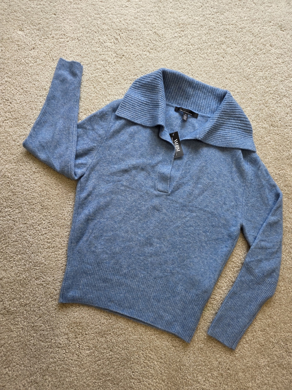 White House Black Market Blue Cowl Neck Sweater